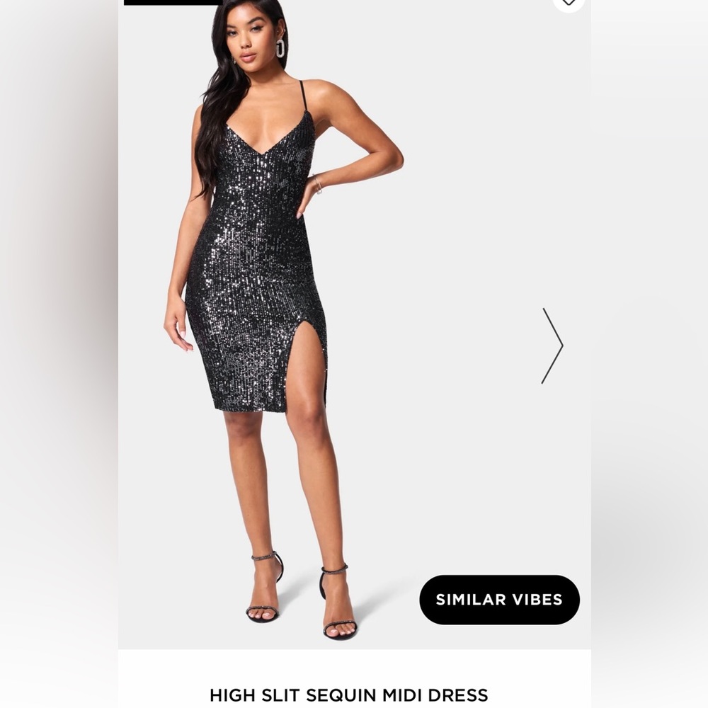 BEBE HIGH SLIT SEQUIN MIDI DRESS - (NEW) w/ tags •Color-Charcoal - •size XS